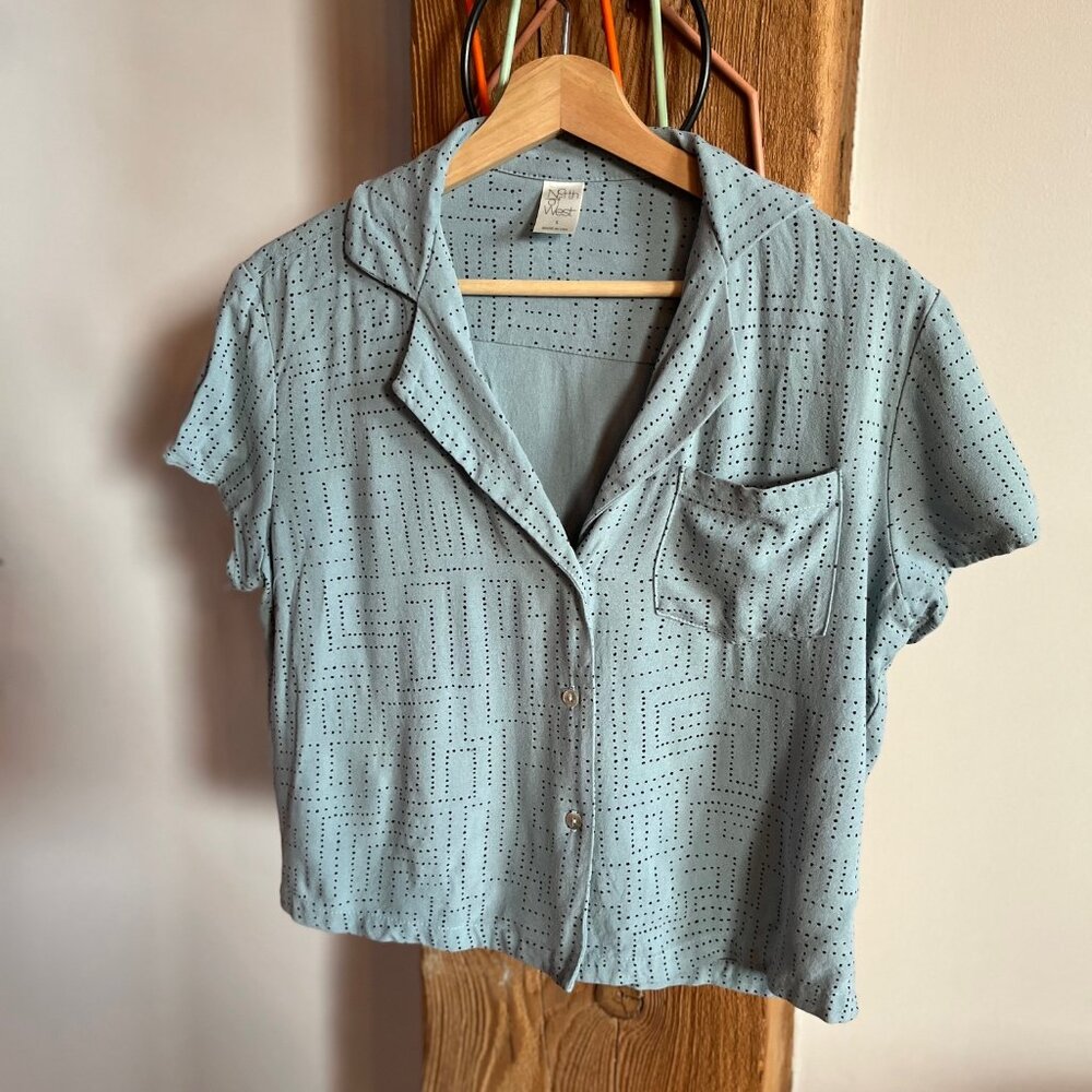 North of West Blue Cropped Blouse